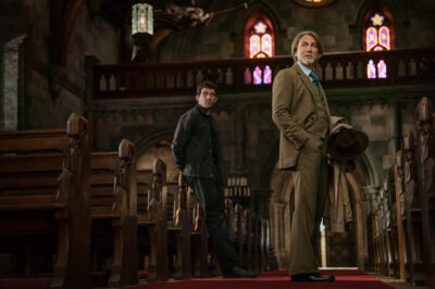 Wake Up Dead Man: A Knives Out Mystery. (L-R) Josh O’Connor and Daniel Craig as Benoit Blanc in Wake Up Dead Man: A Knives Out Mystery. Cr. John Wilson/Netflix © 2025